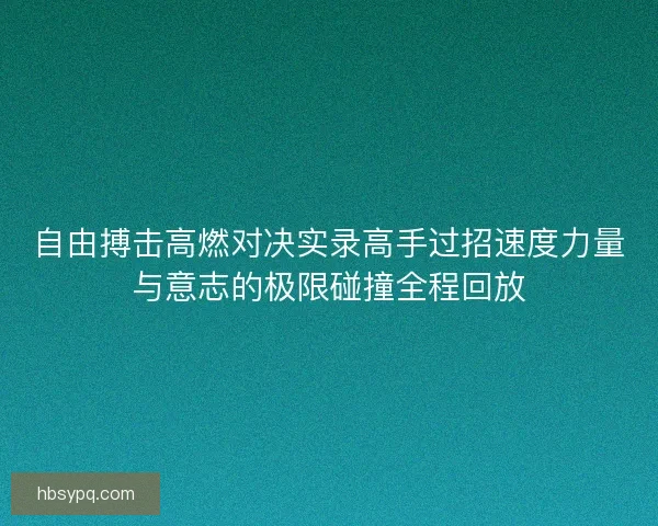 自由搏击高燃对决实录高手过招速度力量与意志的极限碰撞全程回放 自由搏击高燃对决实录高手过招速度力量与意志的极限碰撞全程回放